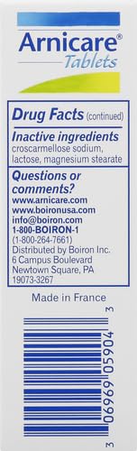 Boiron Arnicare Tablets for Pain Relief from Muscle Pain, Joint Soreness, Swelling from Injury or Bruises - 60 Count