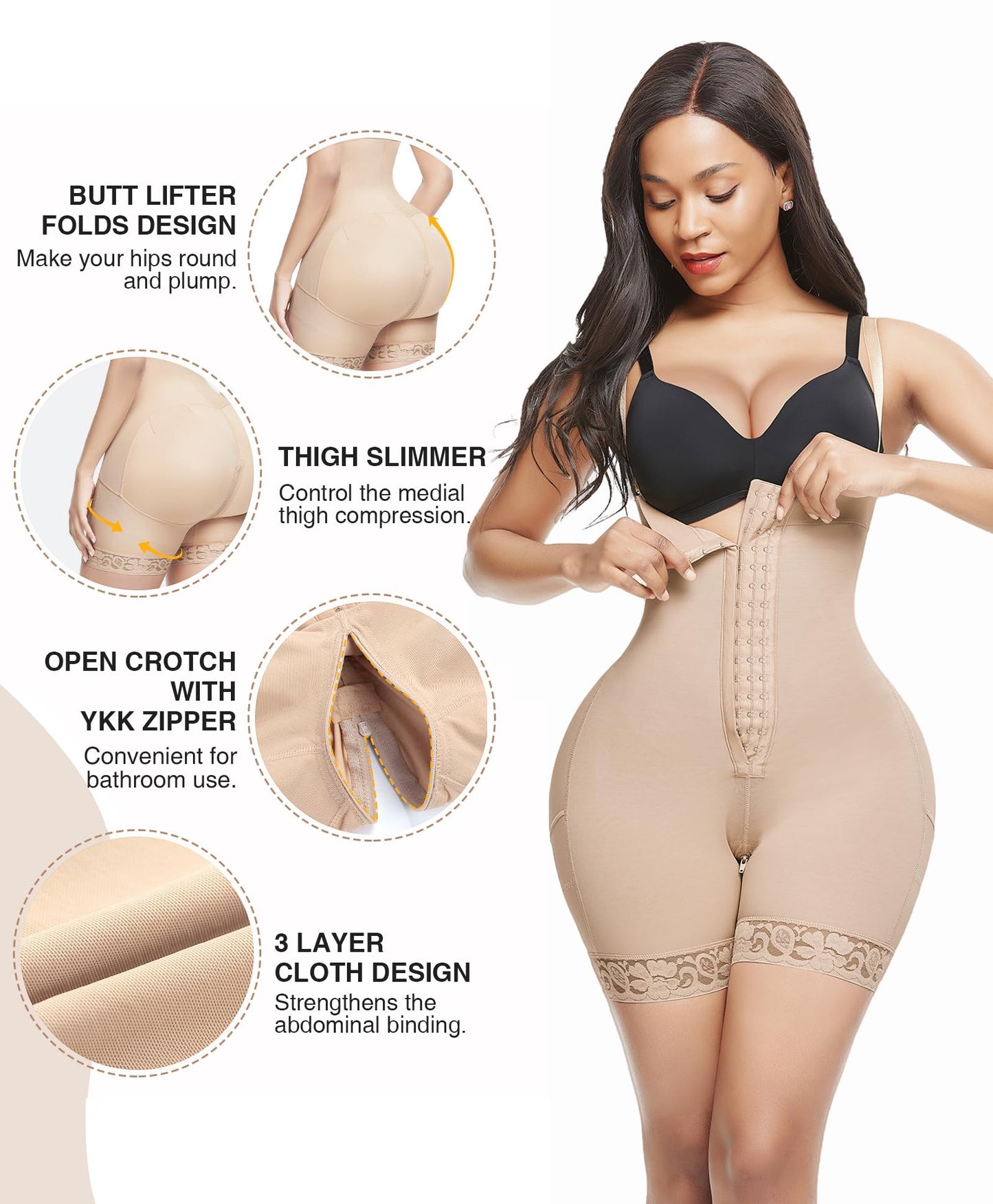 Fajas Colombianas Shaping Girdles Shapewear Tummy Control Butt Lifter Bodysuit BBL Fajas