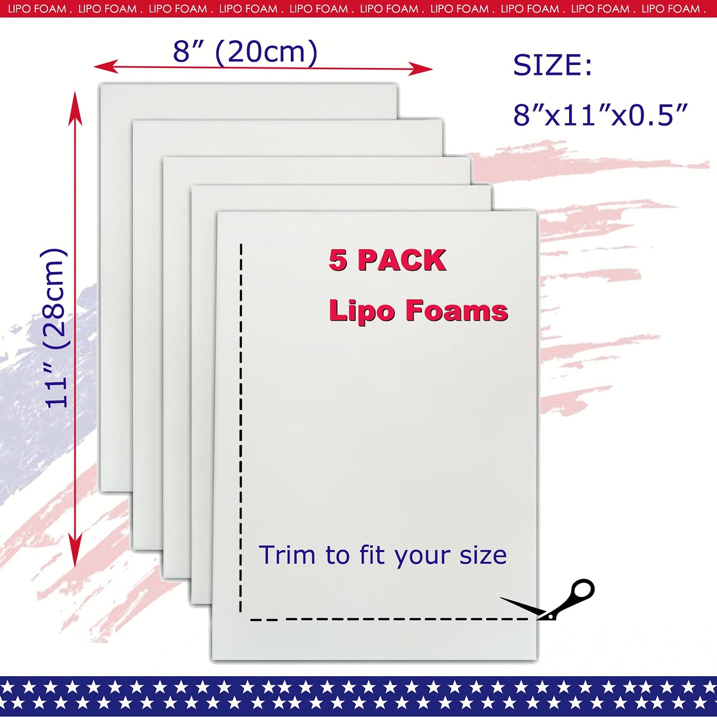 5 Pack Lipo Foam Pads for Post Surgery Ab Board Liposuction Surgery Flattening Abdominal Compression Garments Lipo Foam Sheets 8" x 11"