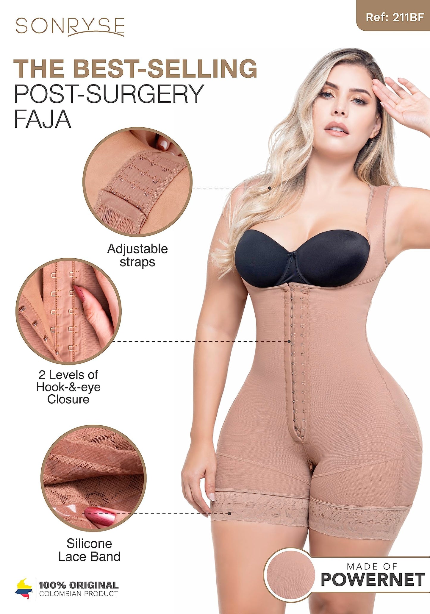 Sonryse Fajas Colombianas Post Surgery High Compression Stage 2 Faja Lipo 360 Tummy Tuck